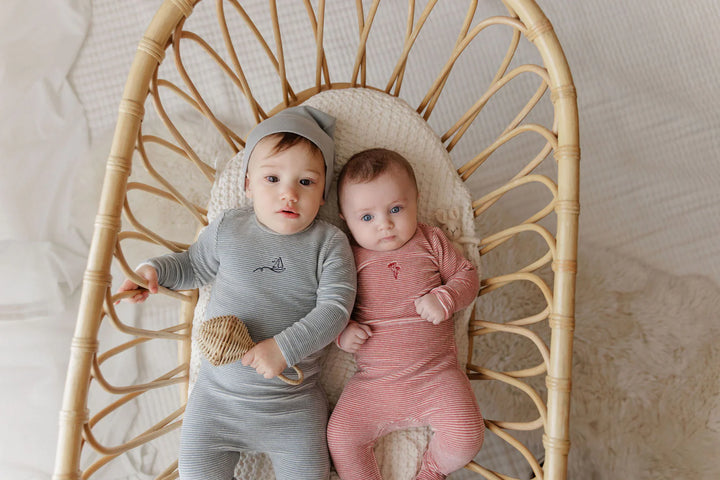 Ely's & Co Dark Pink Velour Stripe Footie