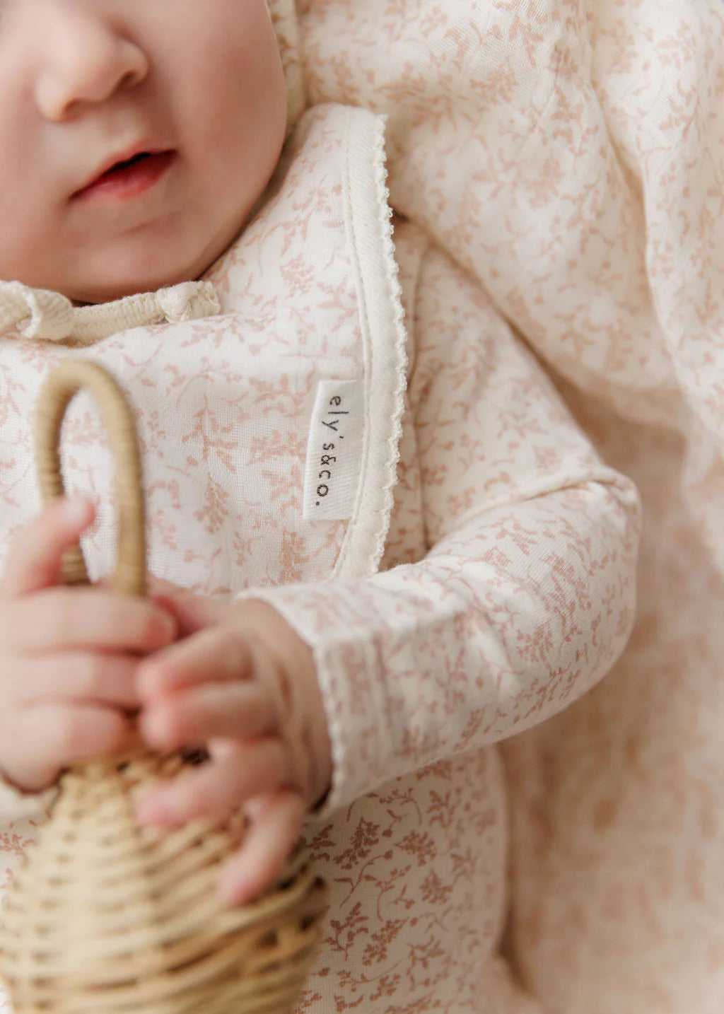 Ely's & Co Ivory/Pink Vine Bib