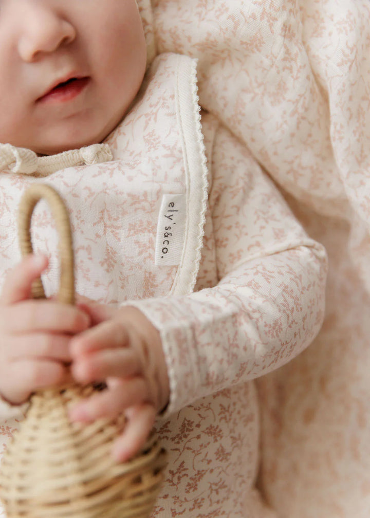 Ely's & Co Ivory/Pink Vine Bib