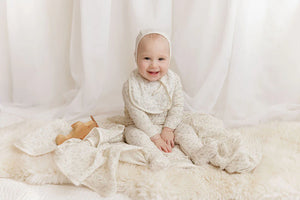 Ely's & Co Ivory/SageVine Footie + Bonnet