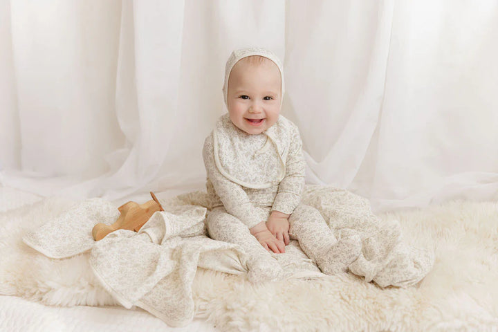 Ely's & Co Ivory/SageVine Footie + Bonnet