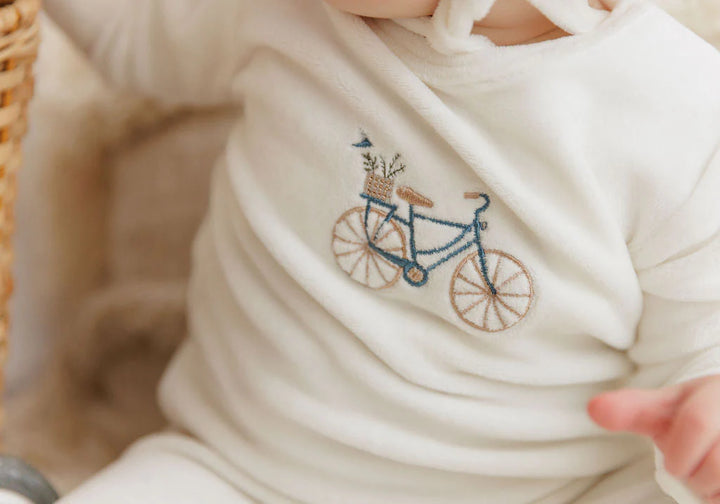 Aurora Ivory Boys Velour Bicycle Footie