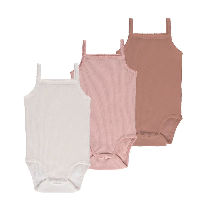 Ely's & Co 3 Pack Ribbed Strap Undershirt 2 Pink + 1 Ivory