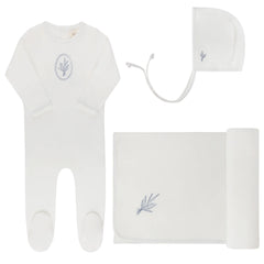 Ely's & Co Ivory/Blue Velour Center Floral Take Me Home Set