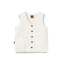 Hebe Creme Quilted Vest with Pockets and Buttons