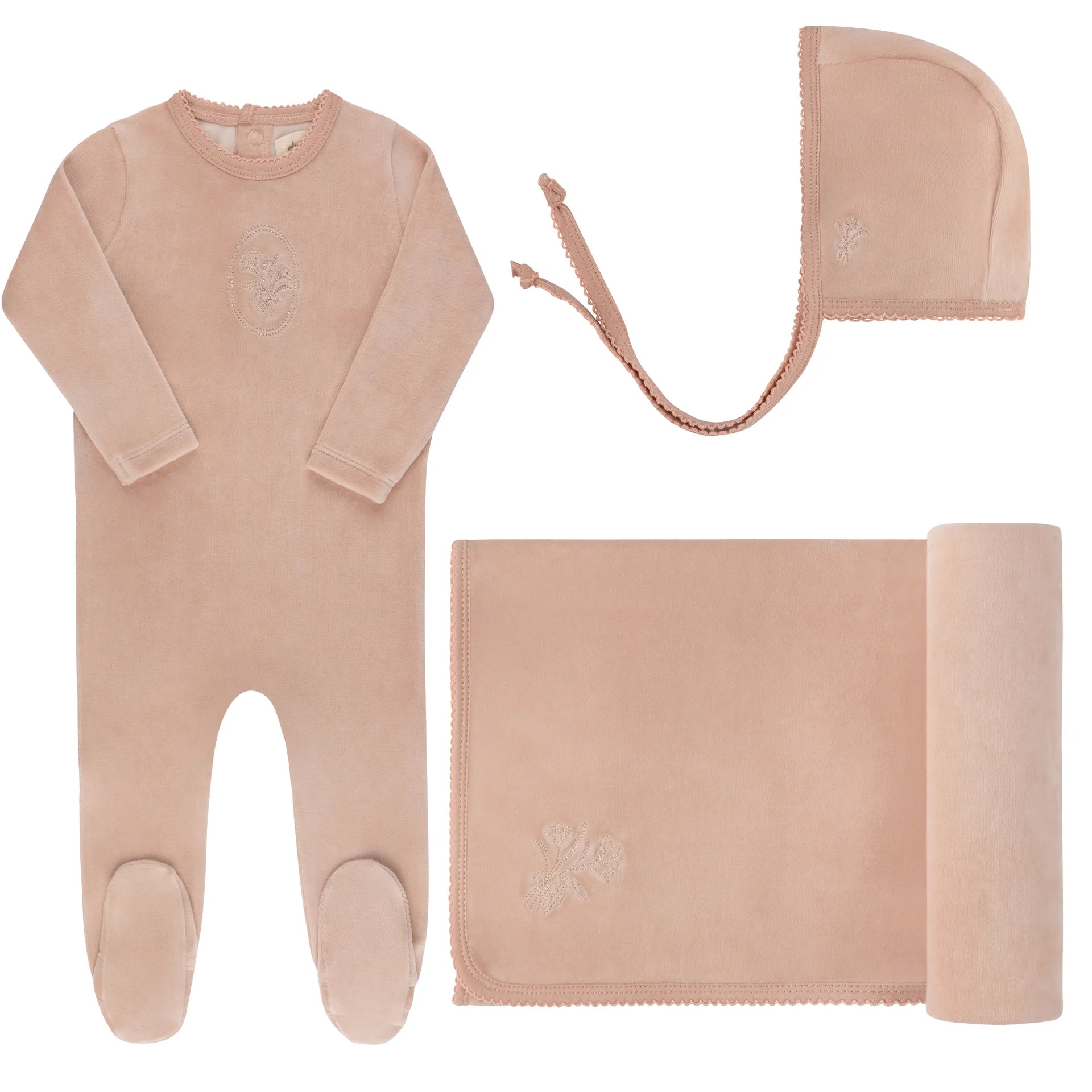Ely's & Co Pink Velour Center Floral Take Me Home Set