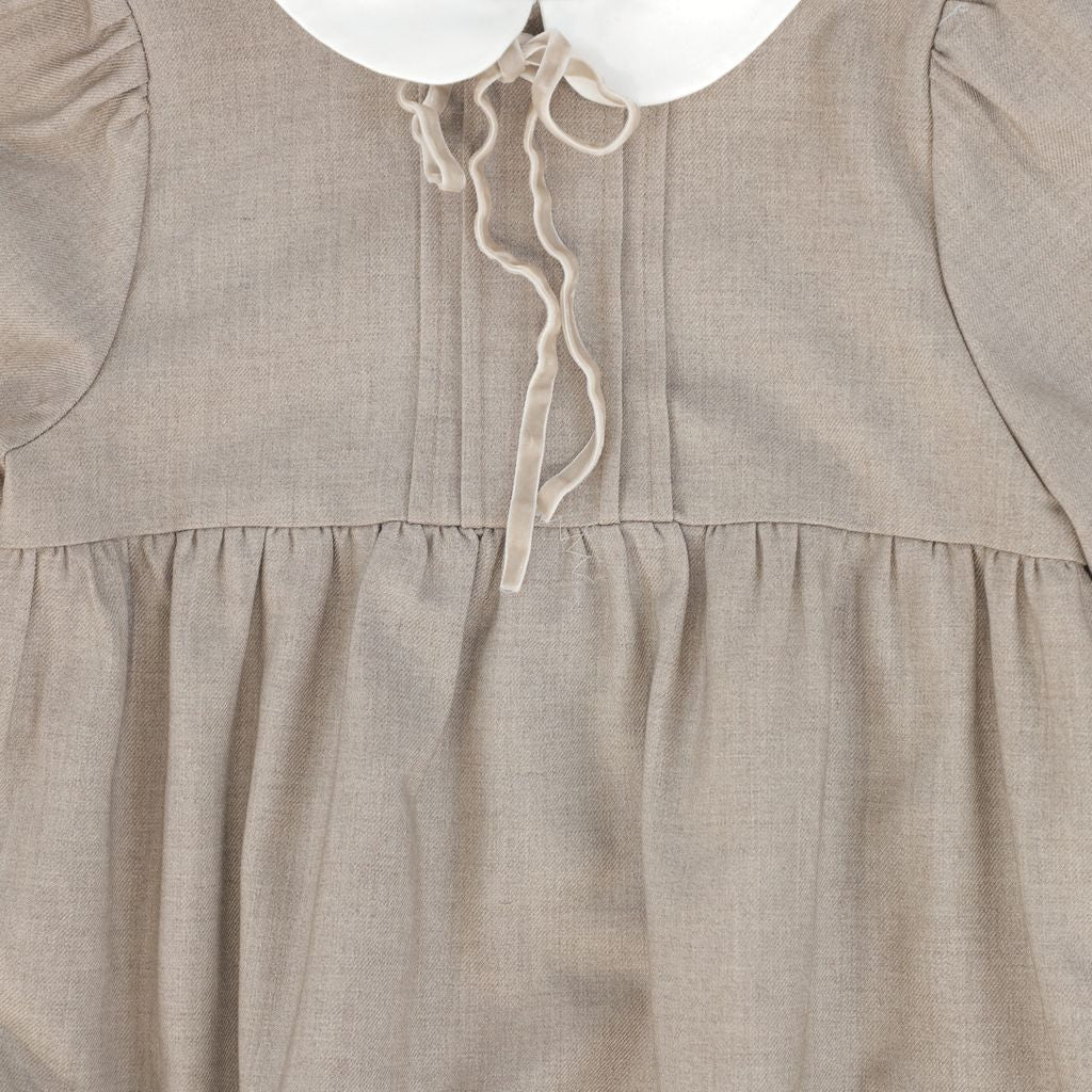 Bamboo - Wool Collar Pleat Front Romper