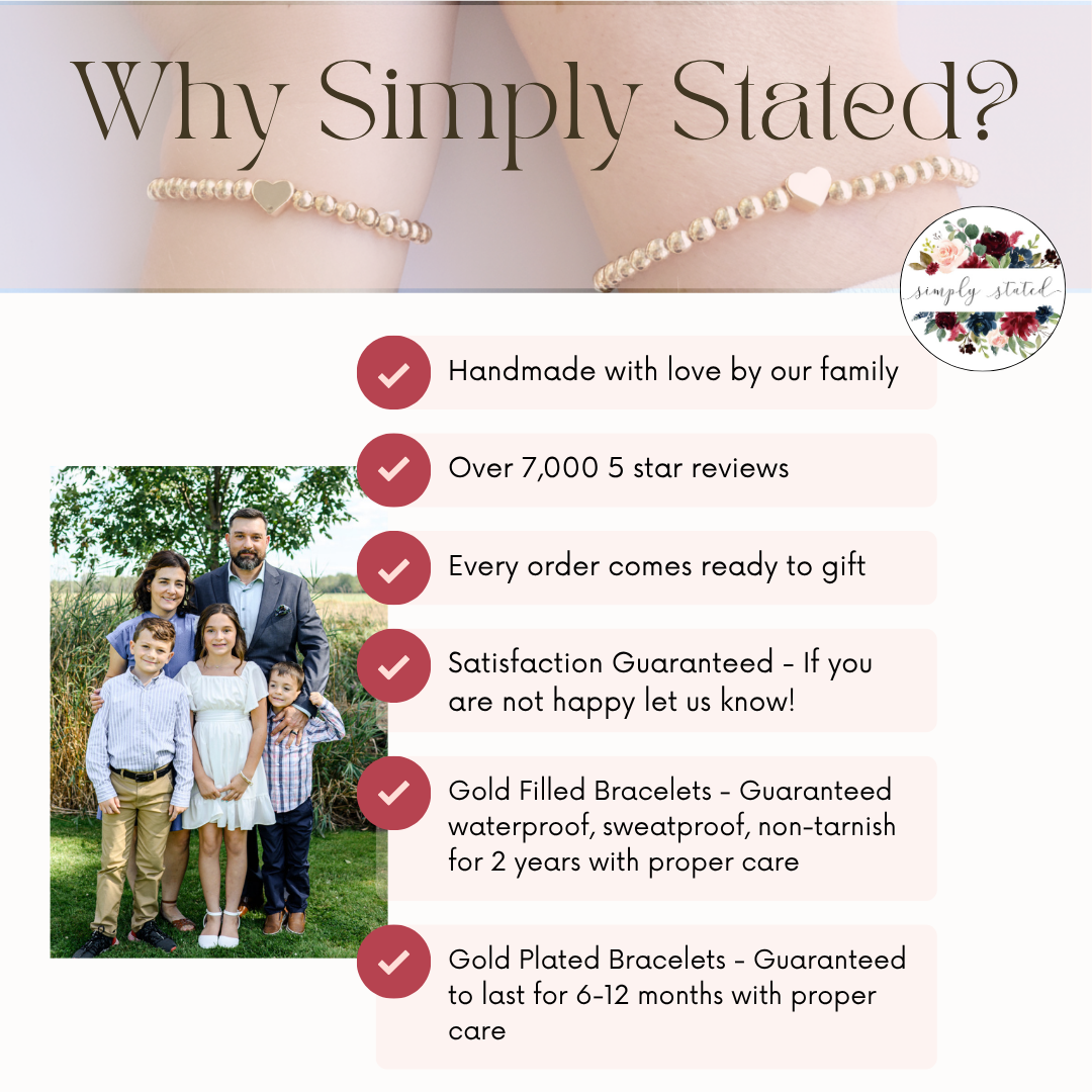 Simply Stated NY - Tiny Heart Mother Daughter Matching Bracelets: 18k Gold Plated / 1 adult