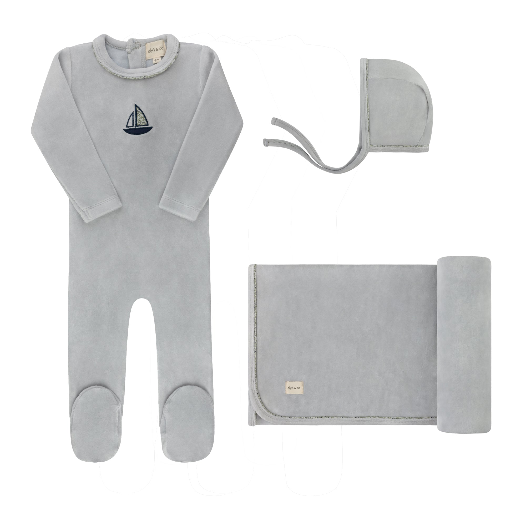 Ely's & Co Blue Embroidered Berry Take Me Home Set