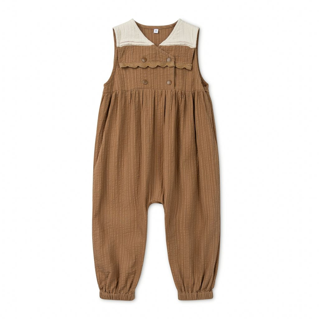Bonjour - Brown Sailor Collar Romper