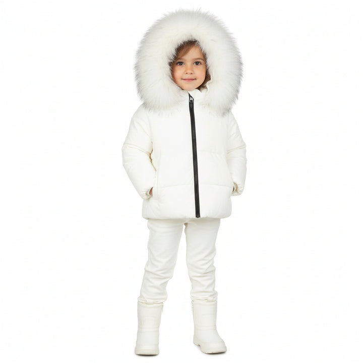 Pramie Little Boys White Jacket 12M–2Y | Cozy Winter Coat for Infants