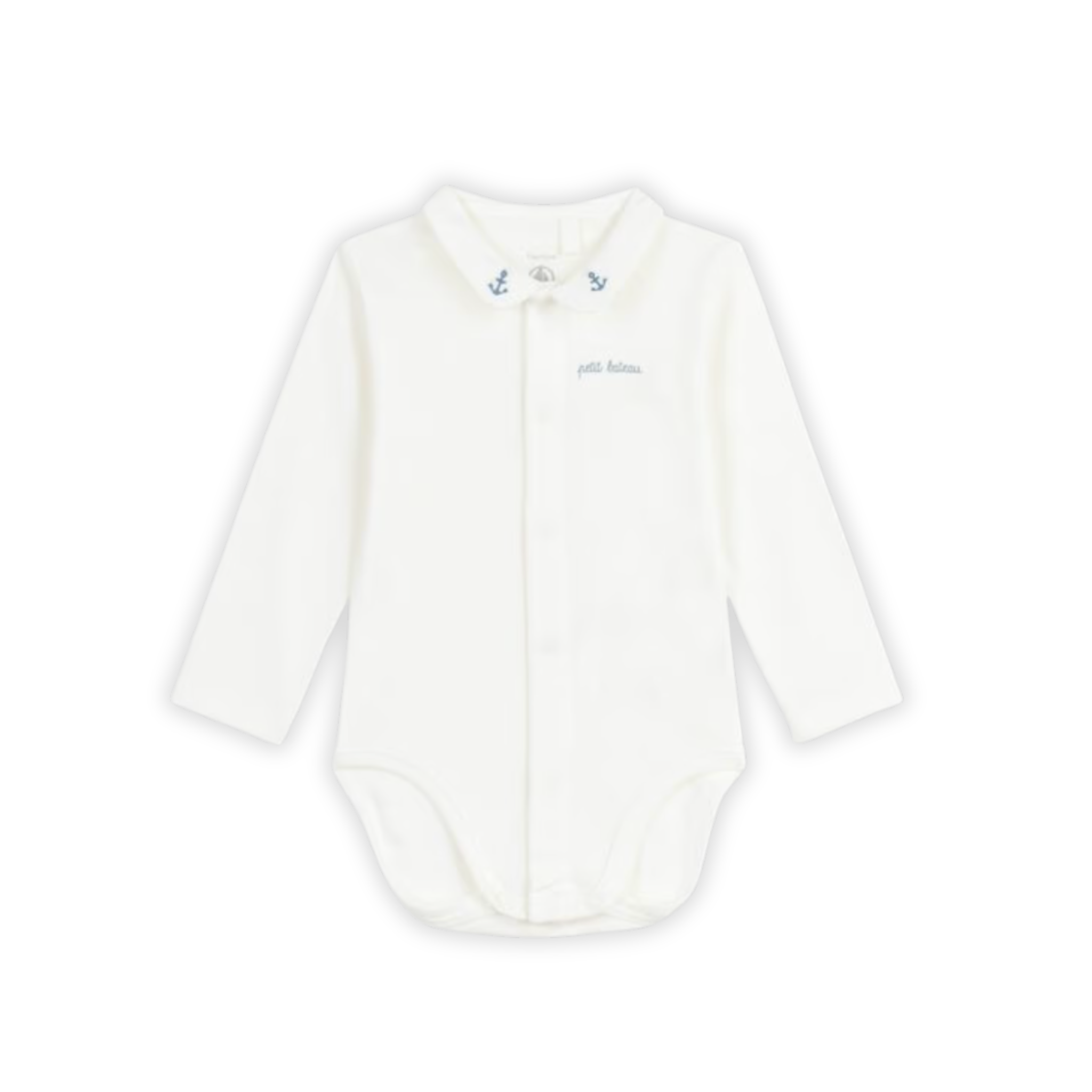 Petit Bateau | Embroidered-Collar Organic Baby Bodysuit