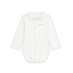 Petit Bateau | Embroidered-Collar Organic Baby Bodysuit