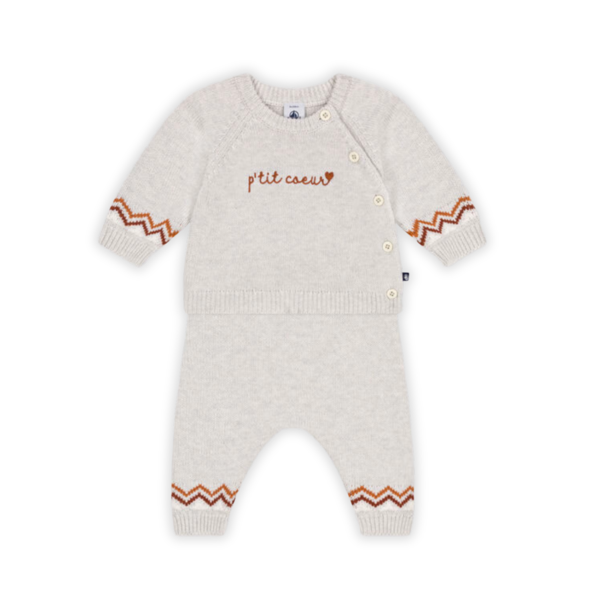 Petit Bateau | Winter Knitted Baby Set with Heart Motif