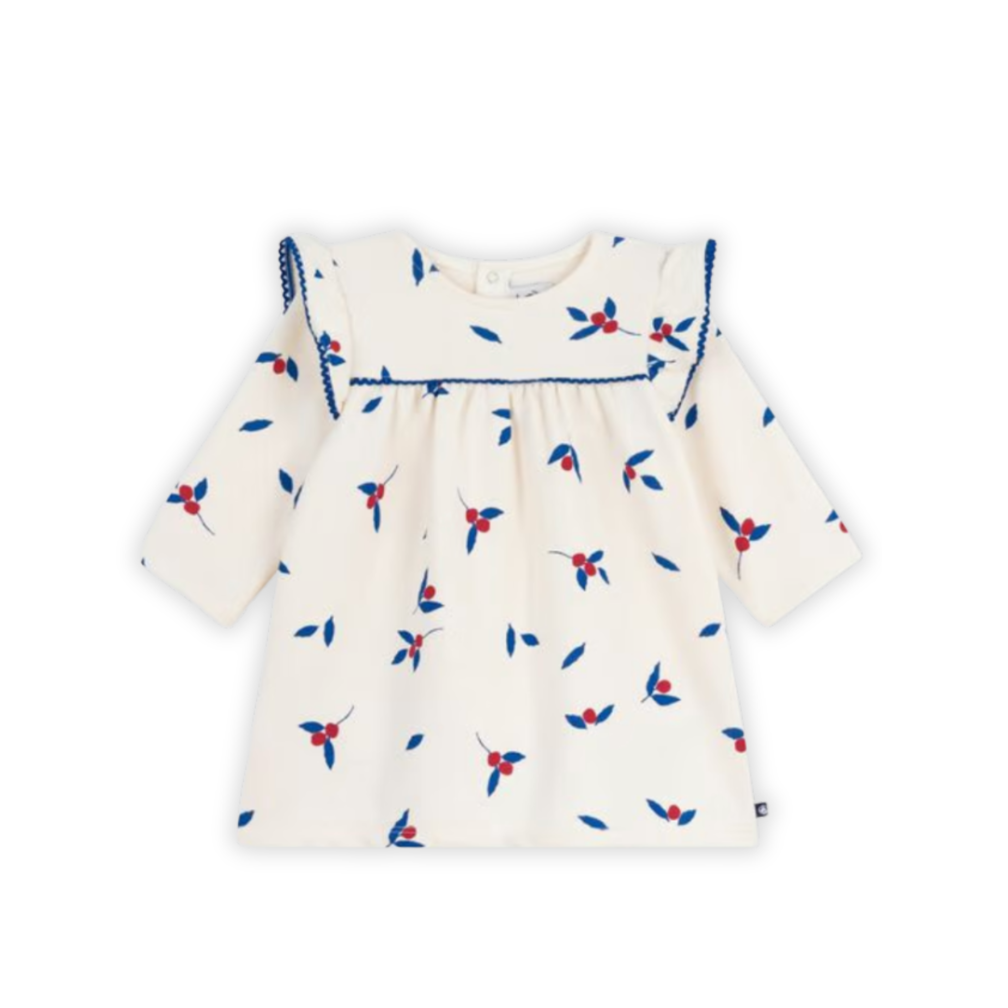 Petit Bateau | Berry-Print Long-Sleeve Baby Fleece Dress