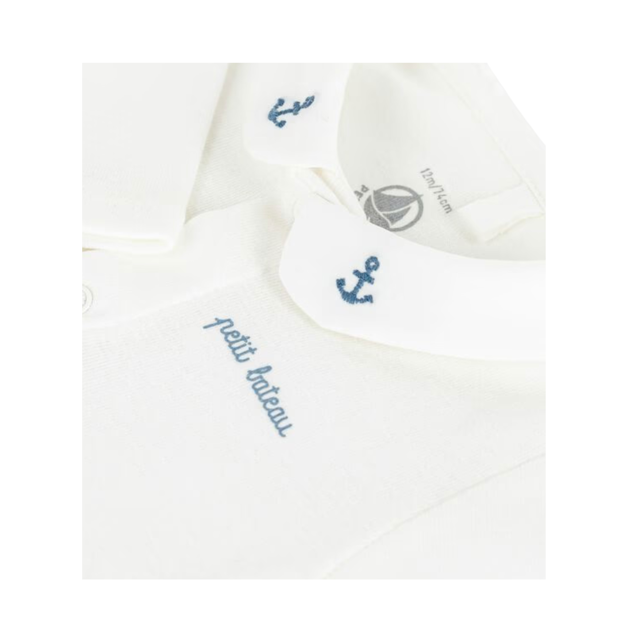 Petit Bateau | Embroidered-Collar Organic Baby Bodysuit