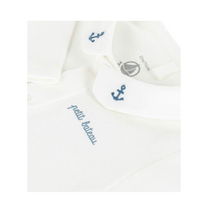 Petit Bateau | Embroidered-Collar Organic Baby Bodysuit