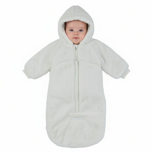 Pramie Ivory Fur Snowsuit | Luxurious Baby Winter Bunting with Soft Fur Trim