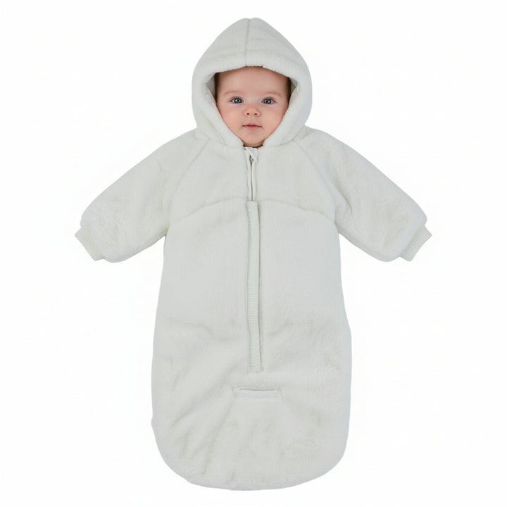 Pramie Ivory Fur Snowsuit | Luxurious Baby Winter Bunting with Soft Fur Trim