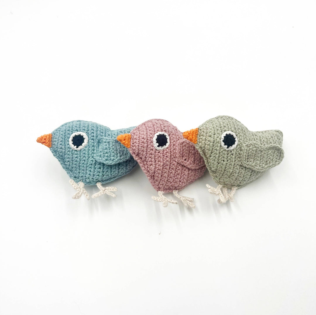 Pebble - Handmade Baby Bird Rattle: Dusky Pink