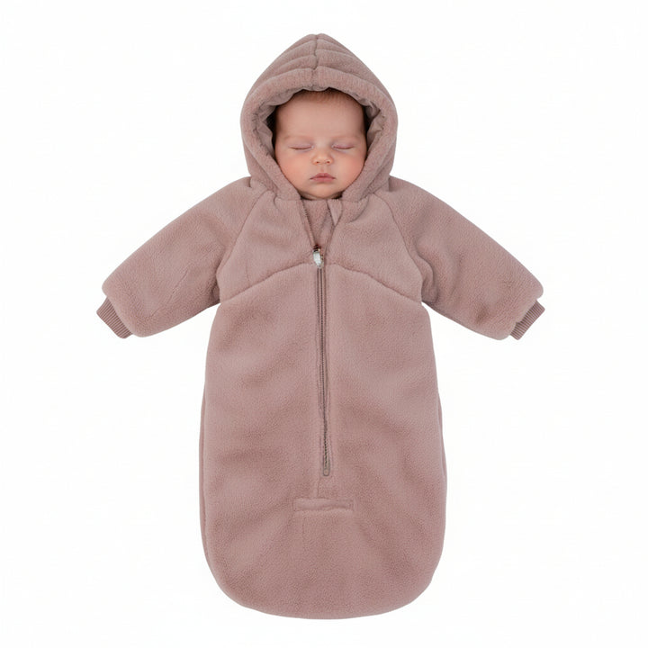 Pramie Mauve Fur Snowsuit | Elegant Baby Winter Suit with Soft Fur Trim