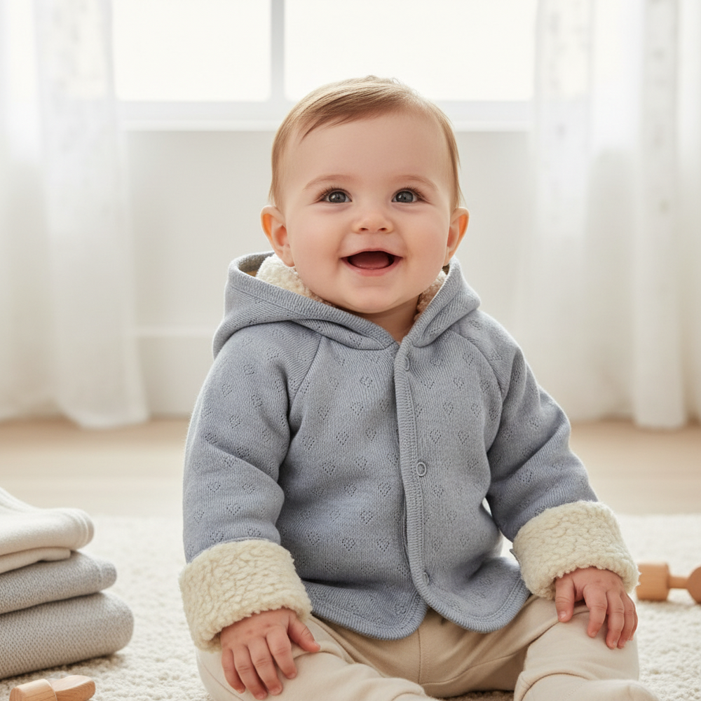 Bebe Organic Sea Heart Pointelle Jacket