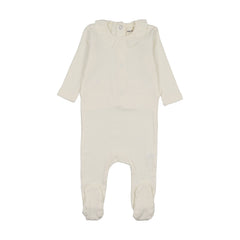 Mema Knits rib ruffle collar footie