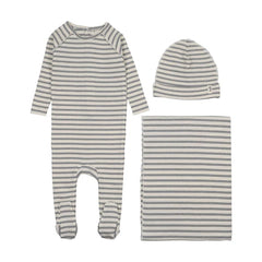 Mema Knits - Rib Stripe Footie 3 Piece Set