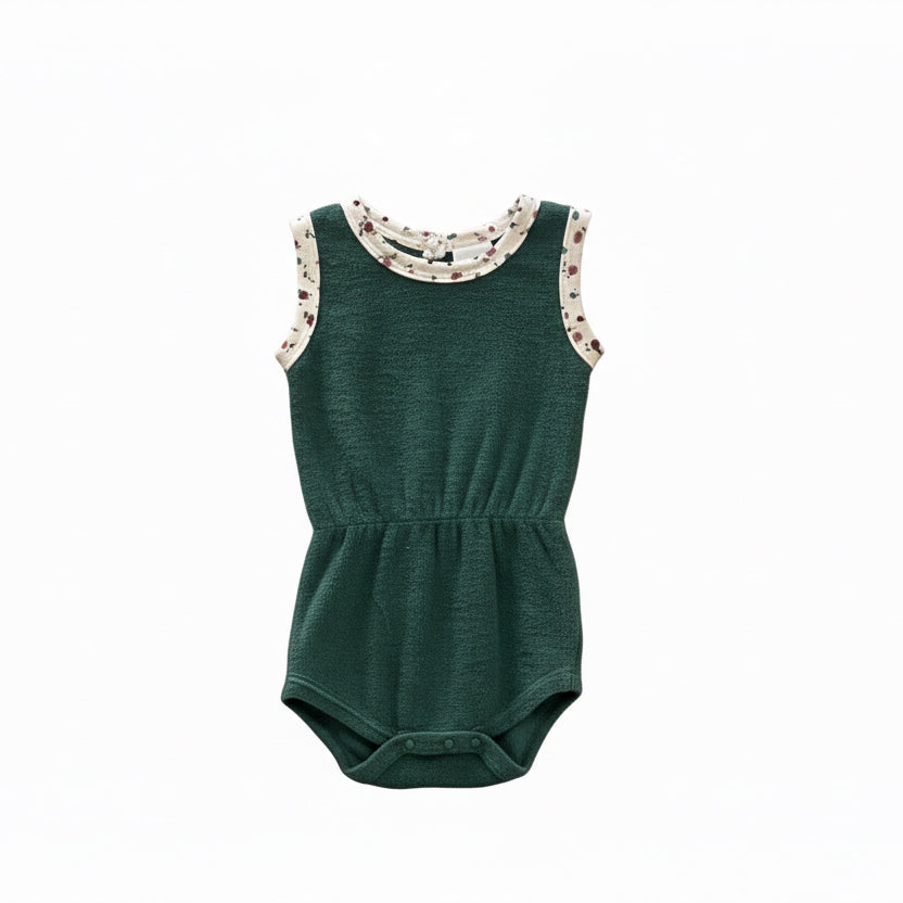 Antebies Baby Floral TrimTerry Romper- T FT 29621