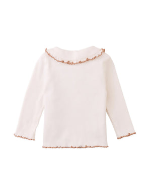 Gingersnaps – Scalloped Collar Ribbed Tee | Off White