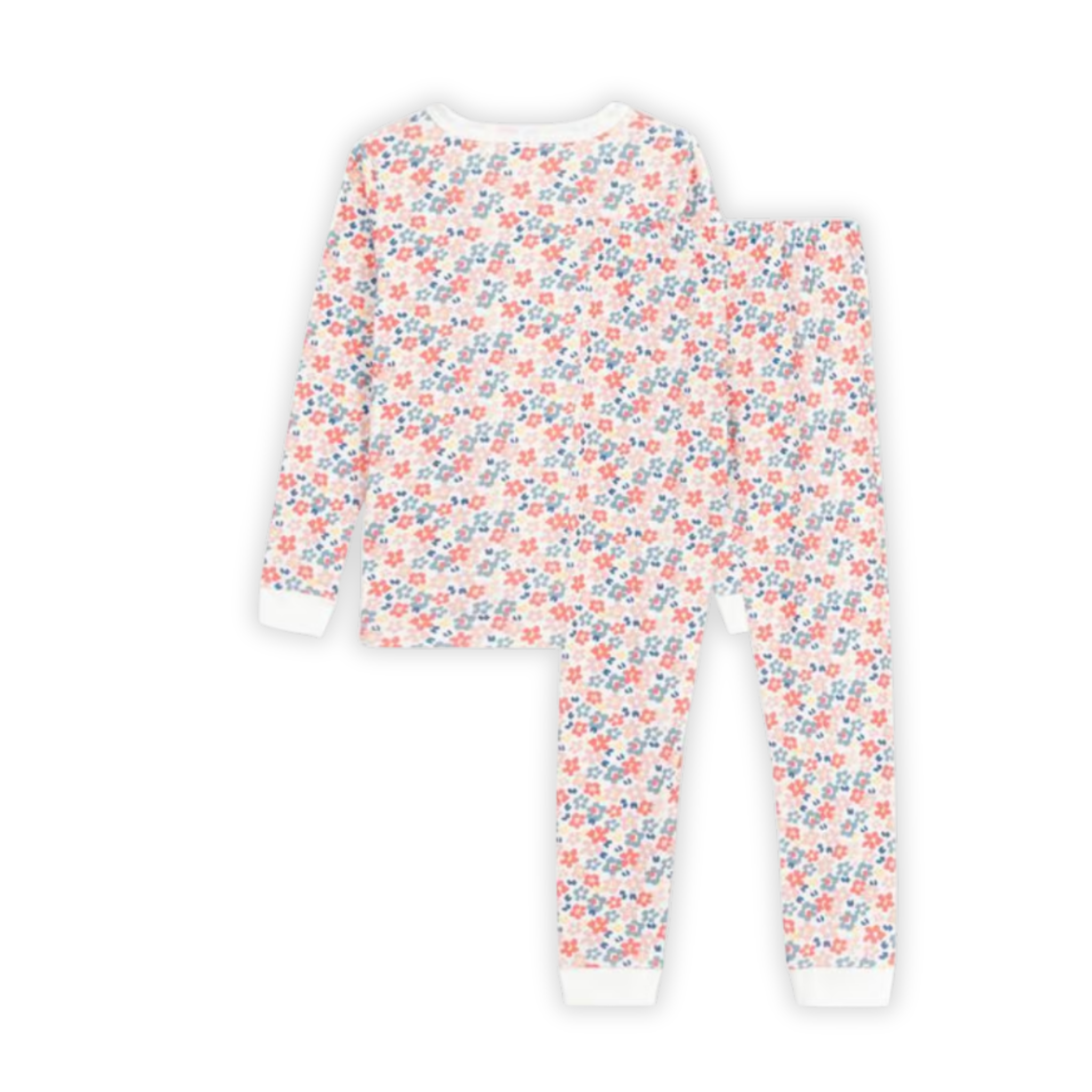 Petit Bateau - Girls Floral Print Slim-Fit Pajamas | Cotton Sleepwear