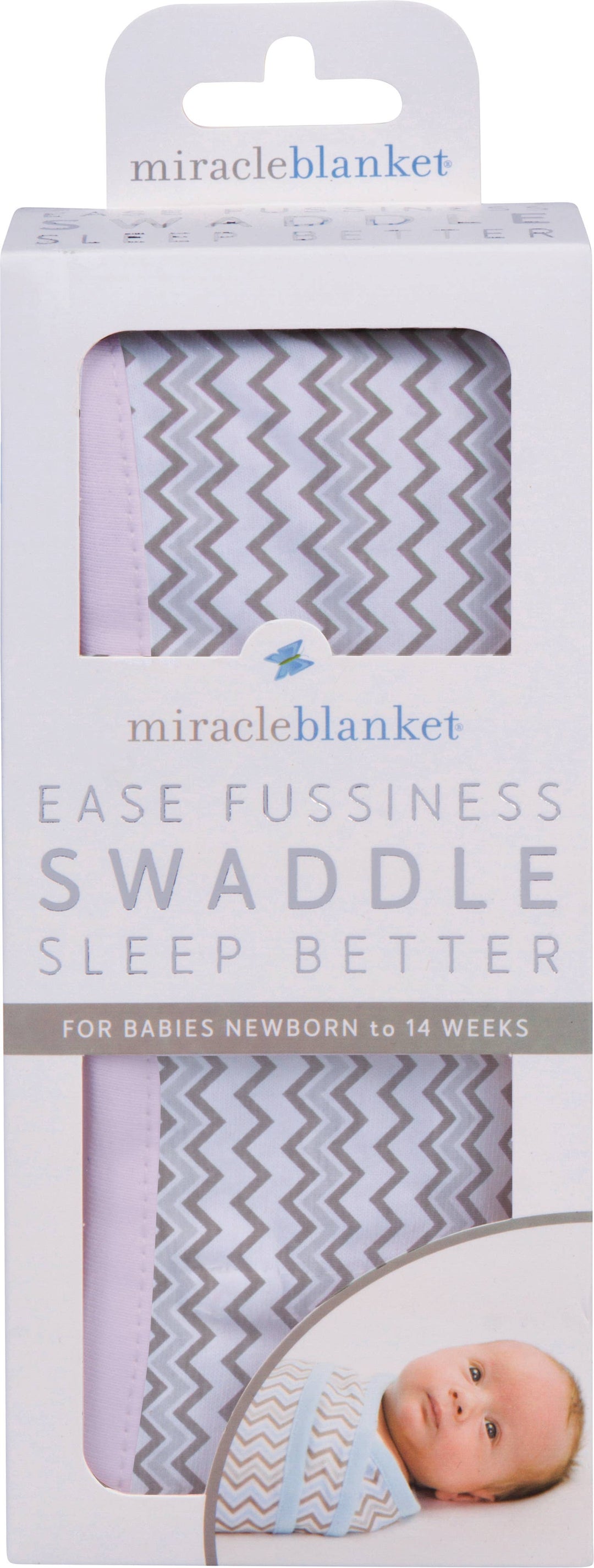 Miracle Blanket- The #1 Pediatrician-recommended Swaddle - Chevrons with Pink Trim Miracle Blanket