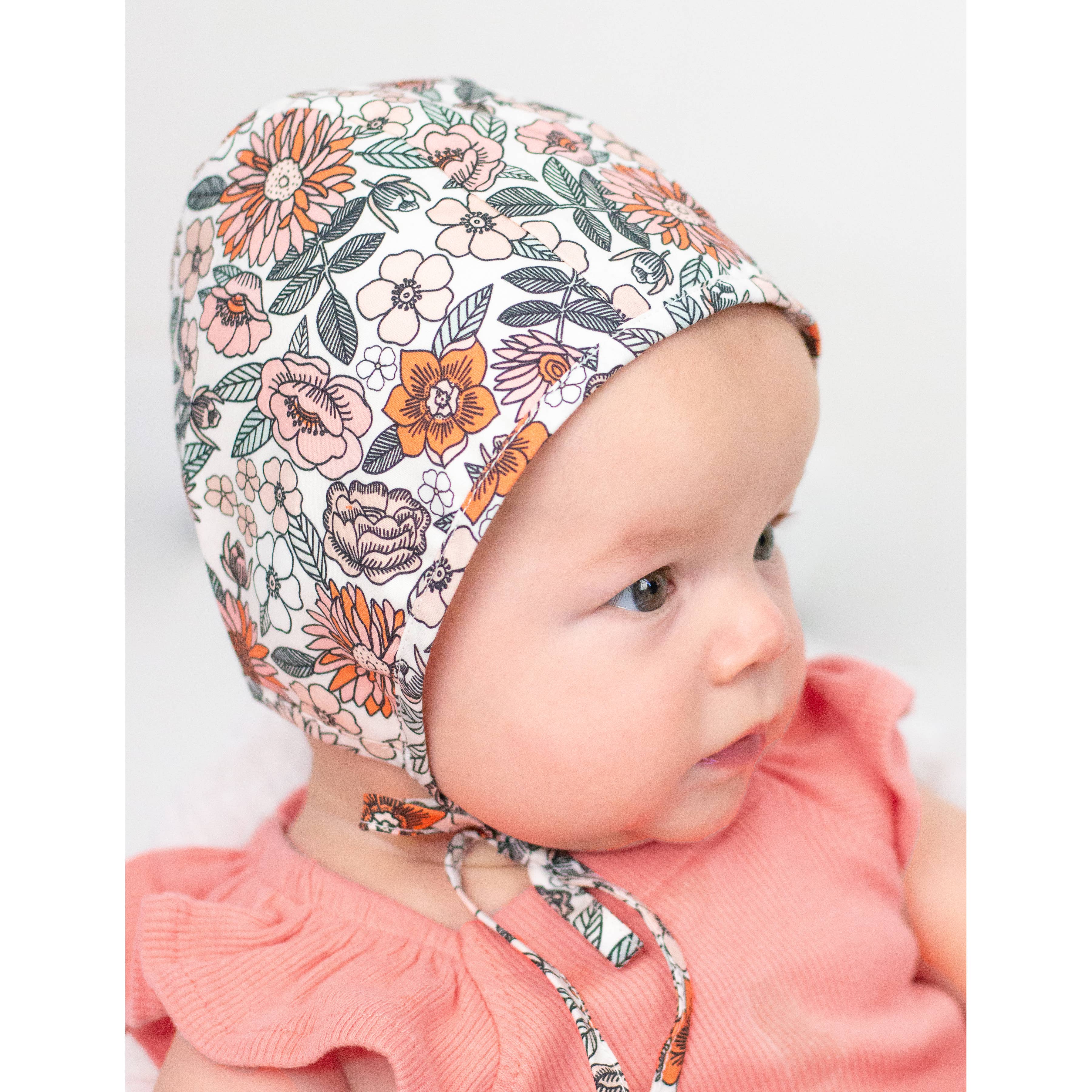Vintage Flora Danish Baby Bonnet UPF 50+ SALE: 3-6 months
