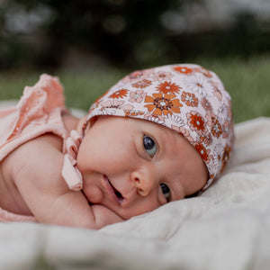 Retro Blooms Danish Baby Bonnet UPF 50+ SALE: 3-6 months