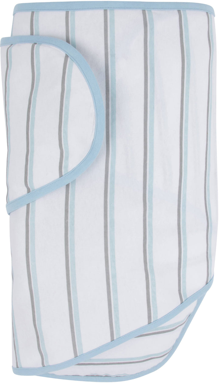 Miracle Blanket- The #1 Pediatrician-recommended Swaddle - Blue With Gray Stripes Miracle Blanket