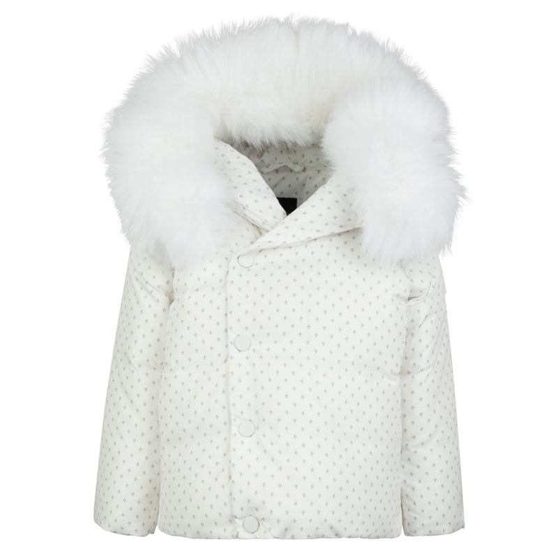 Pramie Beige Print Jacket | Elegant, Cozy & Versatile Outerwear 12M-2Y