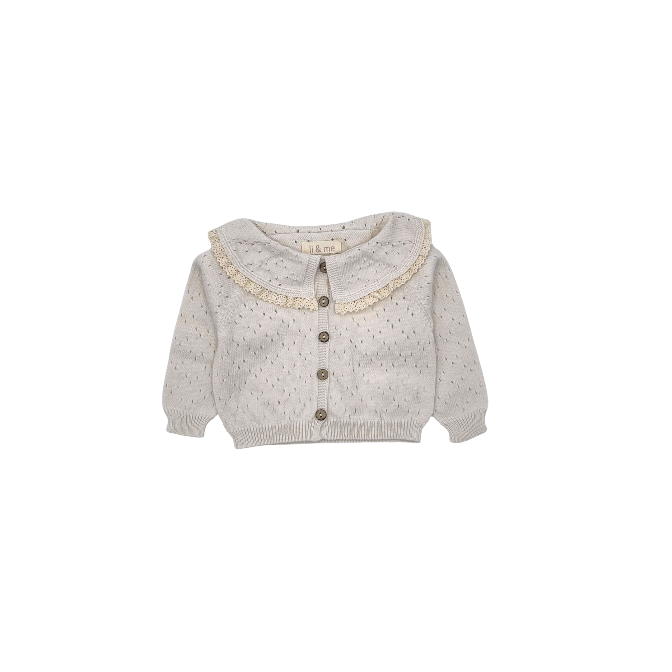 Li + Me Cream Voille Knit Cardigan