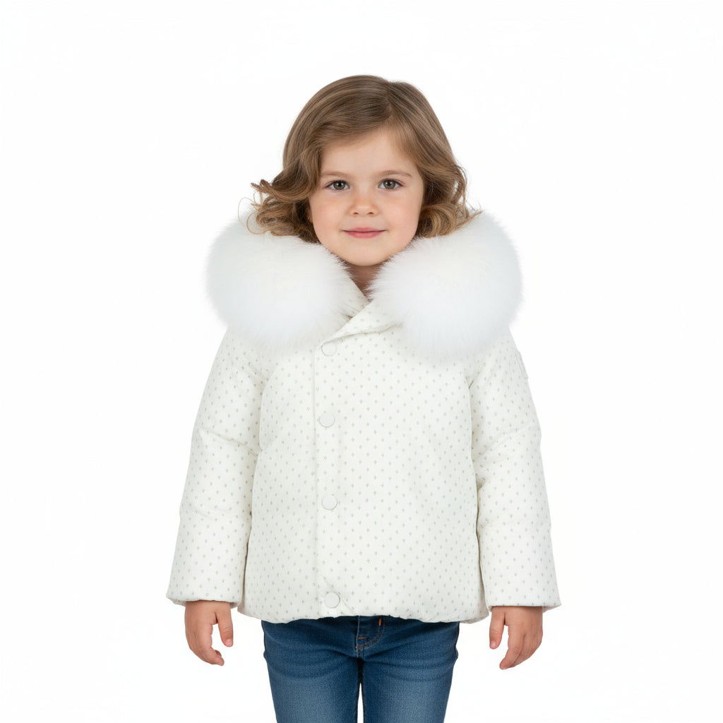 Pramie Beige Print Jacket | Elegant, Cozy & Versatile Outerwear 12M-2Y