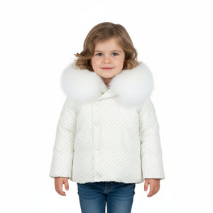 Pramie Beige Print Jacket | Elegant, Cozy & Versatile Outerwear 12M-2Y