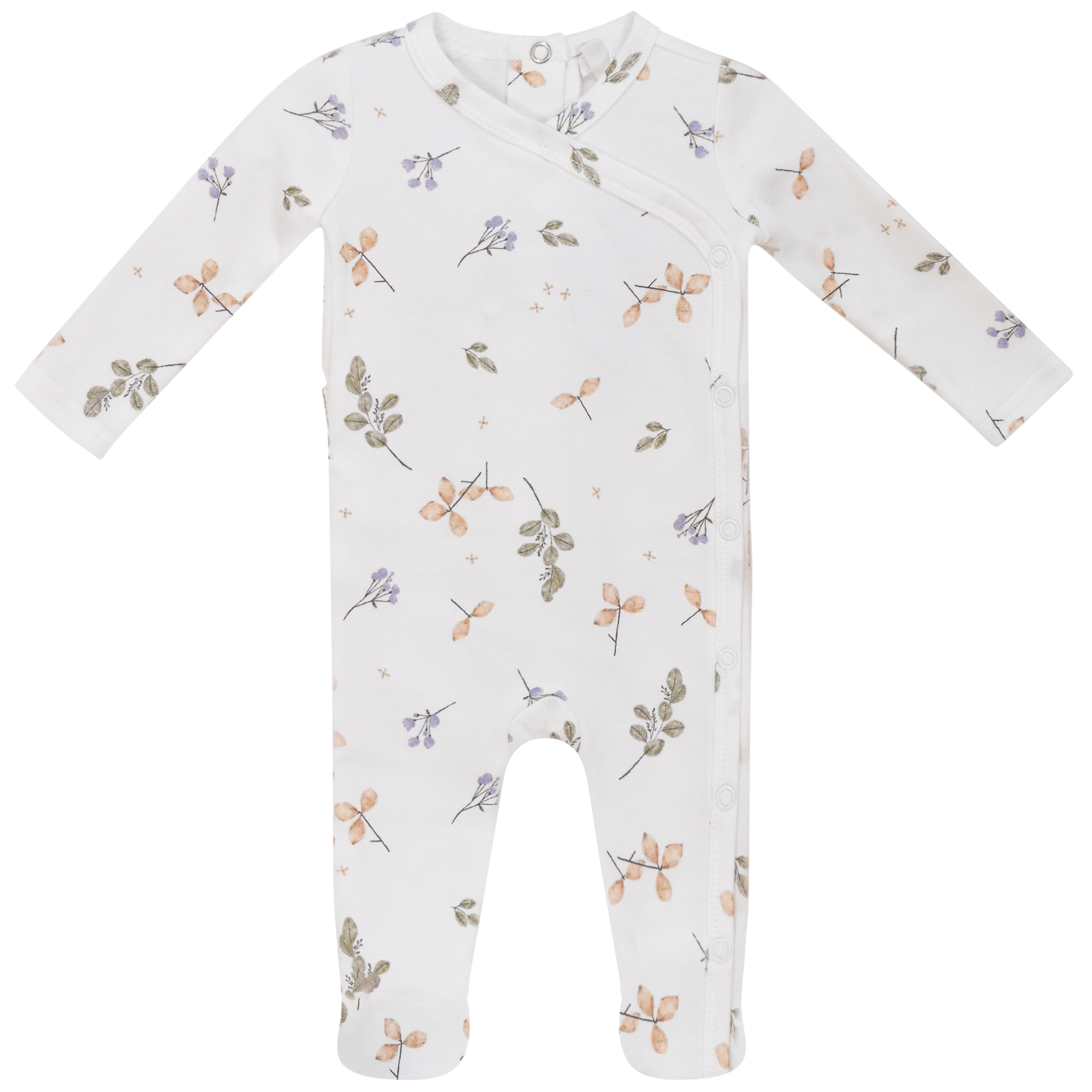 Little Fragile White Sage Pastel Print Footie
