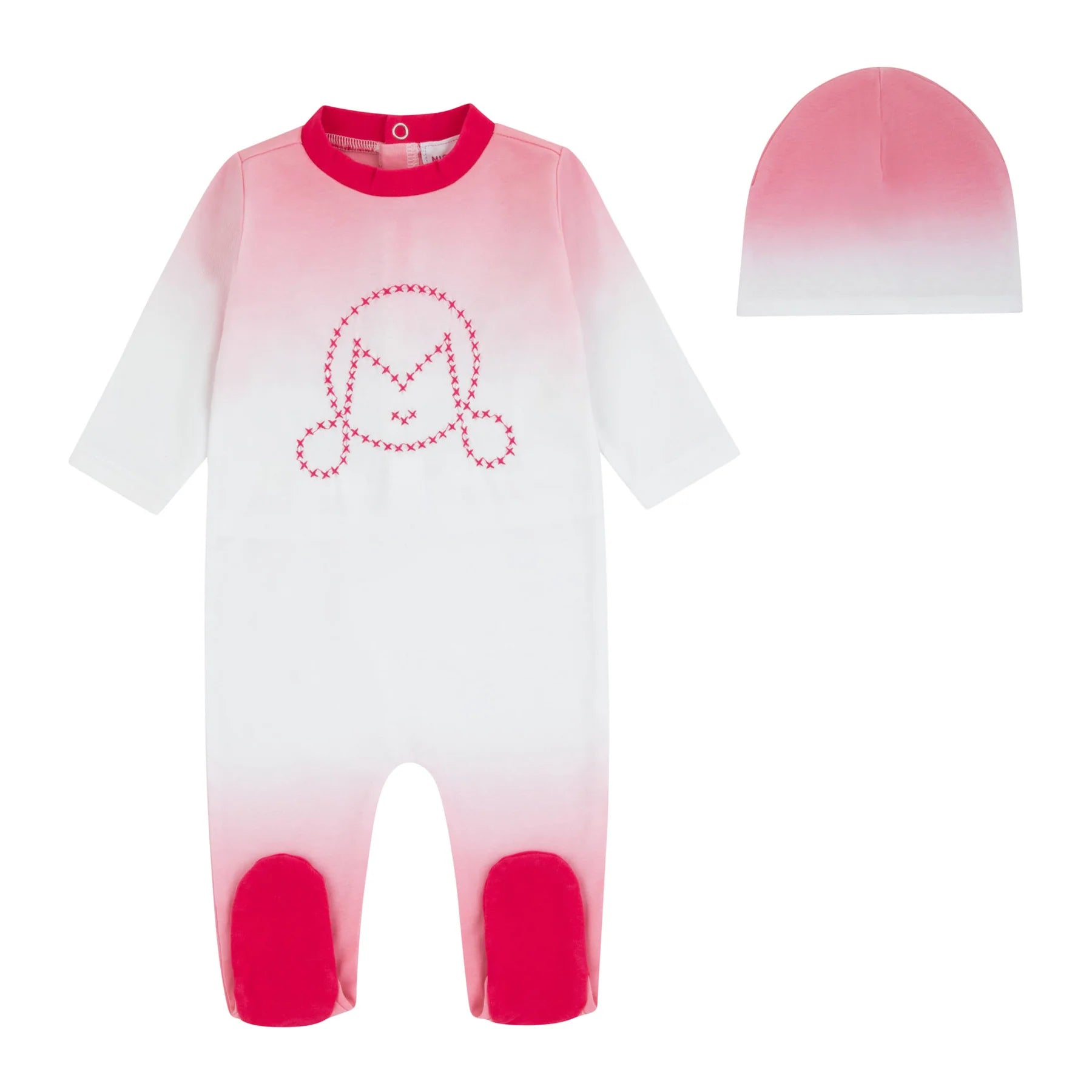 Miss Mini Cross Stitch girls romper in soft cotton, cozy one piece outfit with embroidered detail