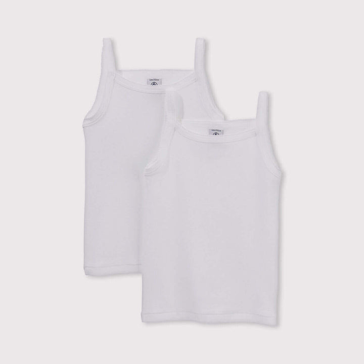 Petit Bateau girls white tank tops with shoulder straps (Pack of 2)