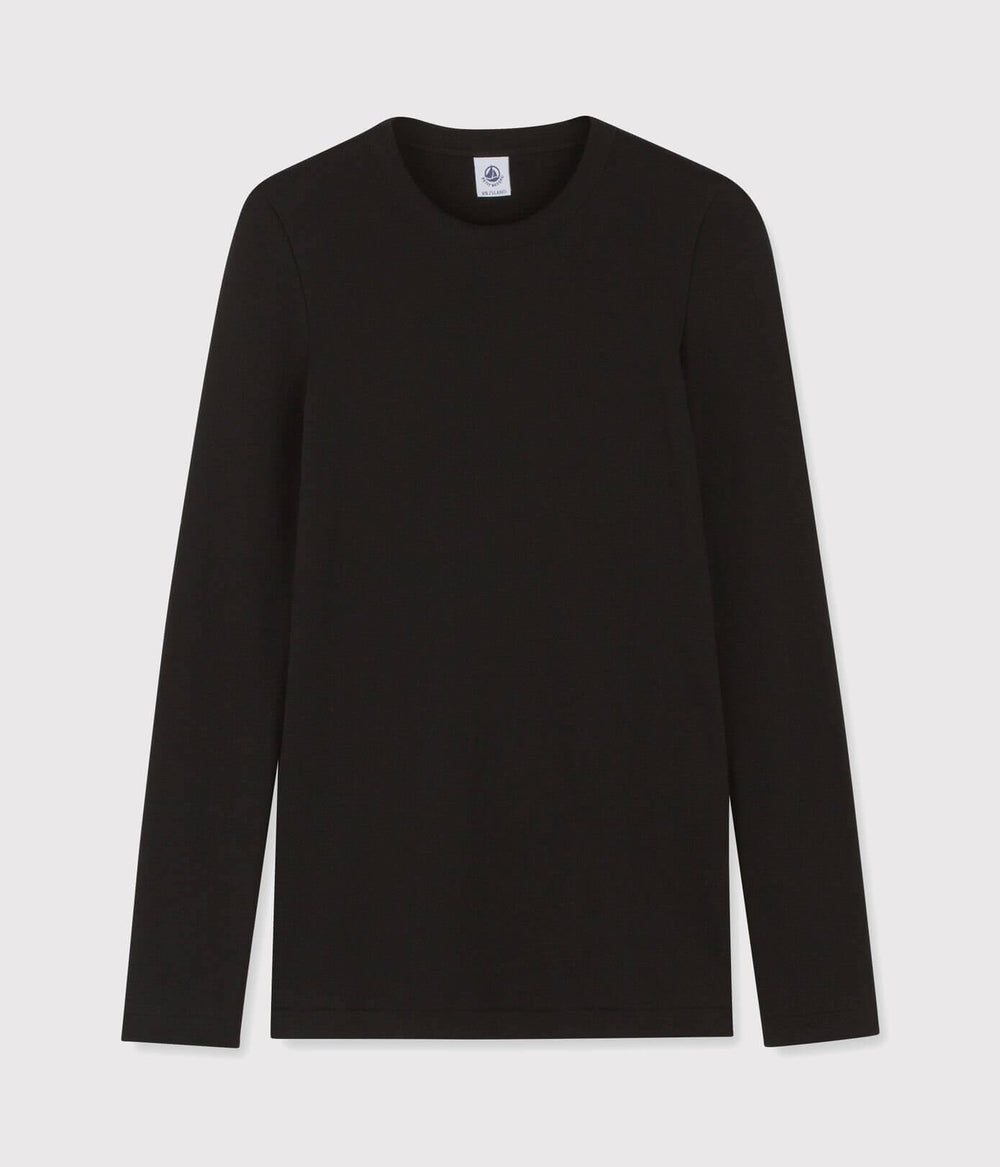 petit bateau womens iconic cotton round neck tshirt black