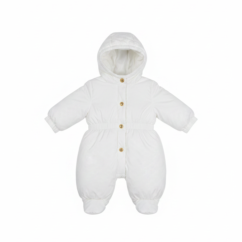 Elisabetta Franchi La Mia Bambina Milk Satin Snowsuit