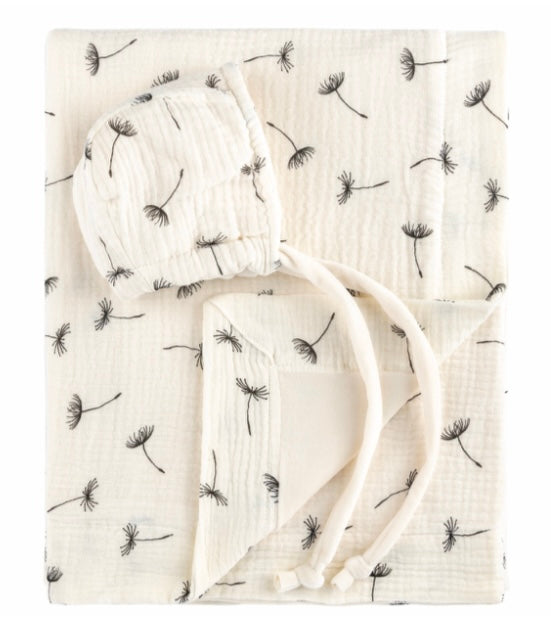 Bebe Beaute Cream Wildflower Muslin Bonnet