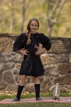 La Nina Taffeta Beaded Bow Dress