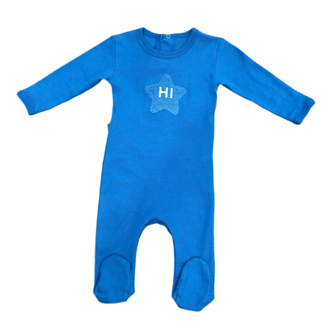 Cotton Pompom Crystal Baby Blue Footie