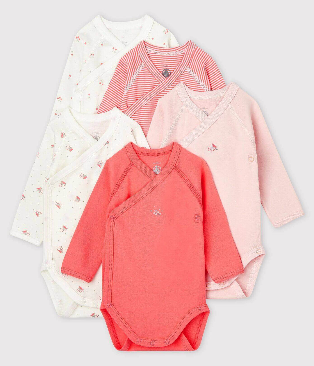 Little Boat {Petit Bateau} Long Sleeve Kimono Bodies - Organic Cotton Bodysuit