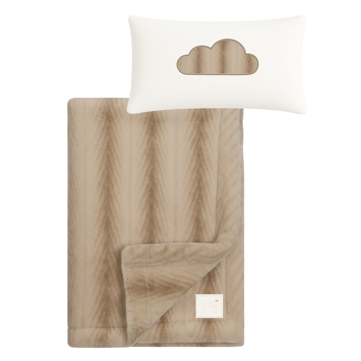 Ritz Beige Chevron Design Plush Set