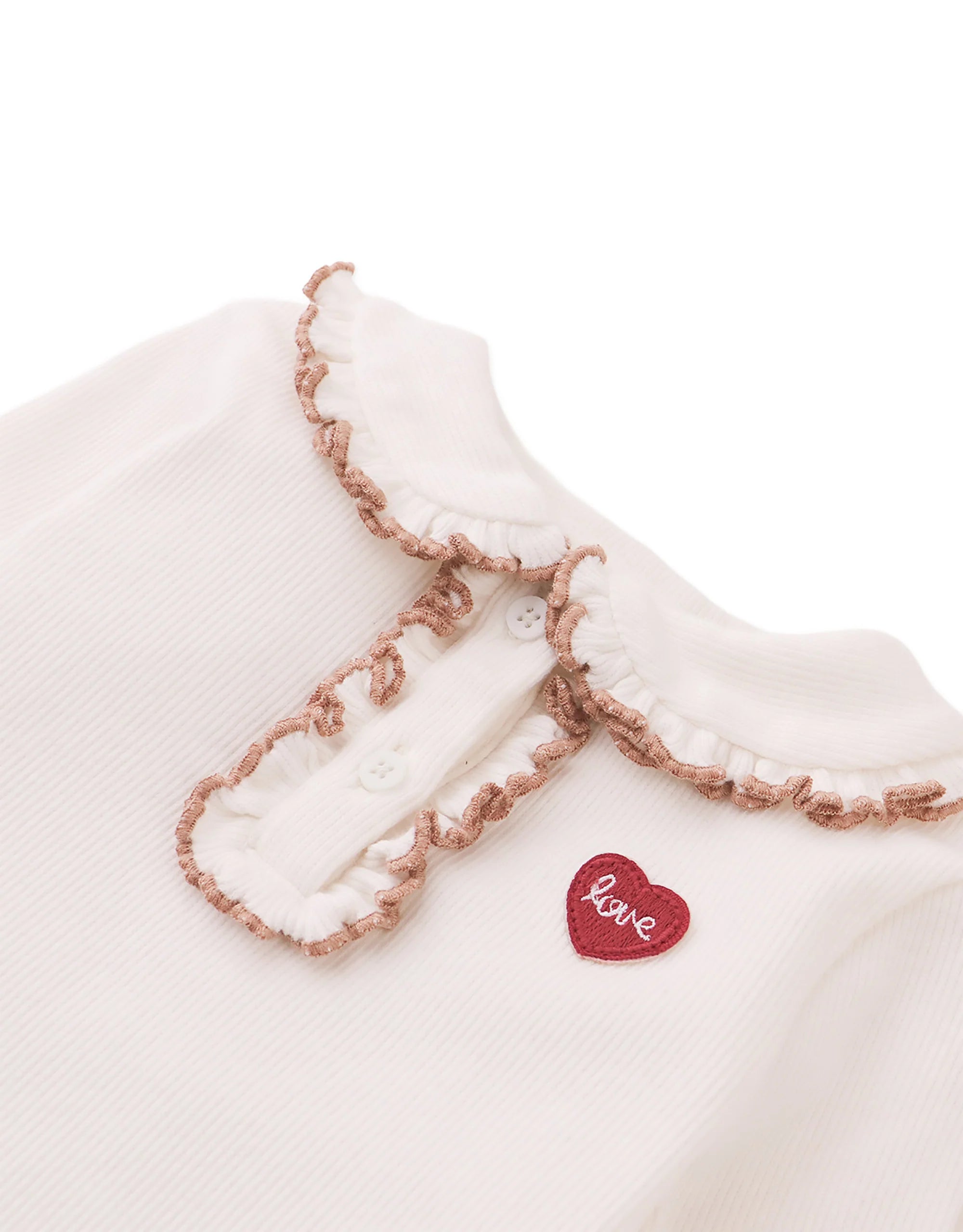Gingersnaps – Scalloped Collar Ribbed Tee | Off White
